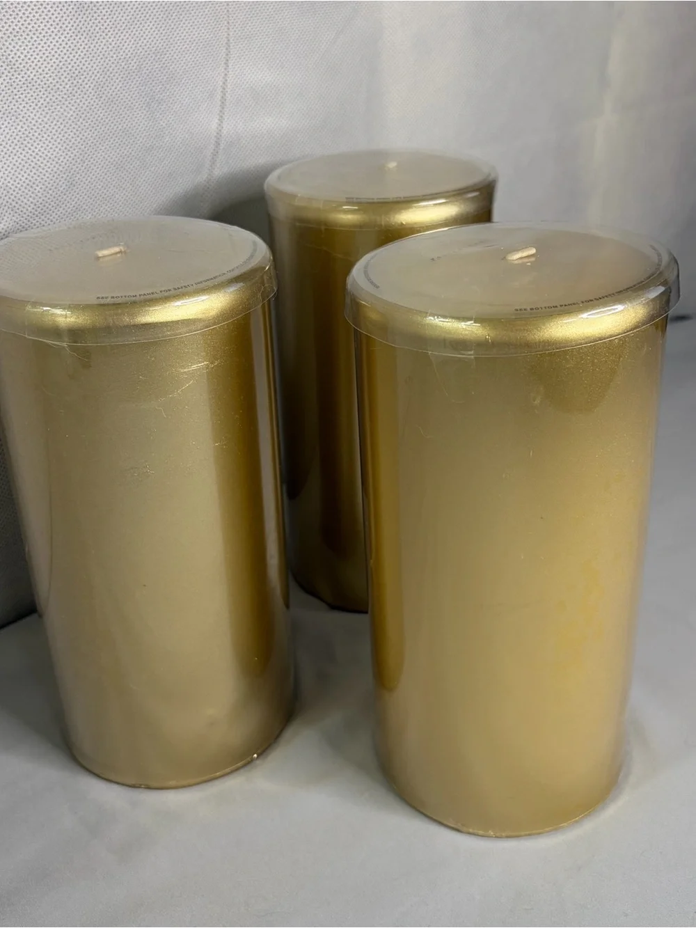 Pottery Barn Gold Decorative Pillar Candles